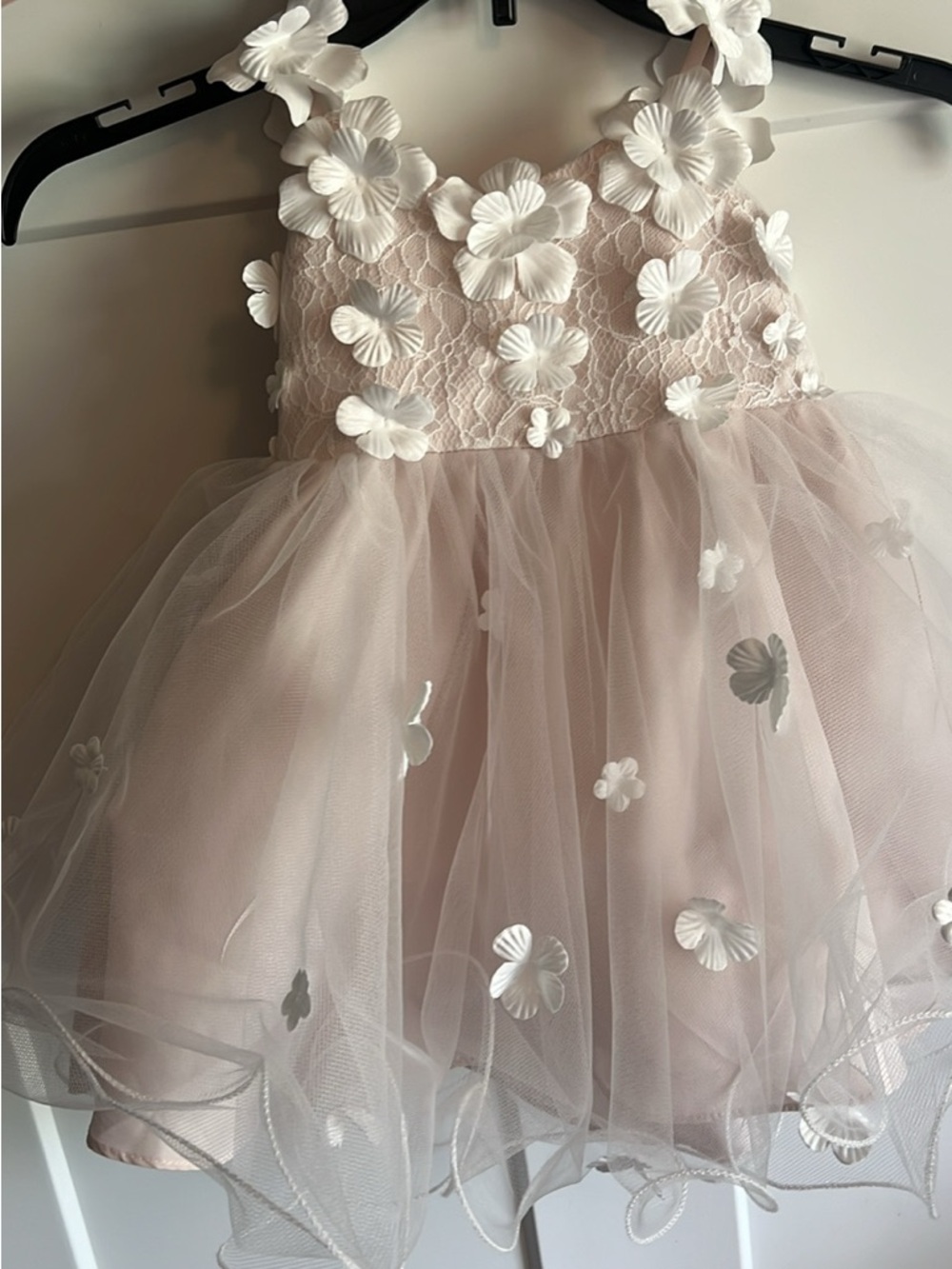 Azazie Girls Blush Pink Floral Tulle Dress